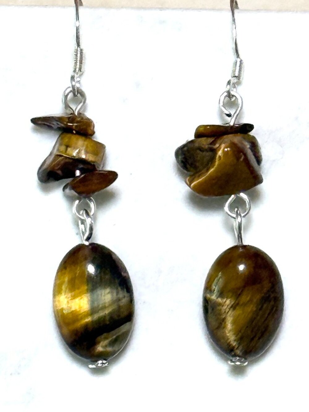 2/$20, Tigers Eye Dangle Earrings, Genuine Gemstone & Sterling Silver Hooks